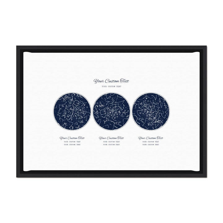 Custom Wedding Guest Book Alternative, Personalized Star Map with 3 Night Skies, Black Floater Frame#color-finish_black-floater-frame
