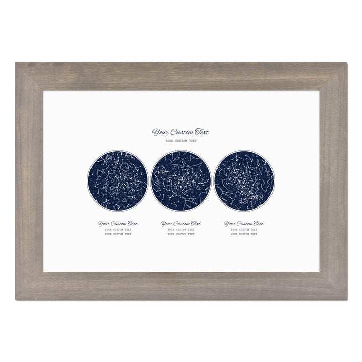 Custom Wedding Guest Book Alternative, Personalized Star Map with 3 Night Skies, Gray Wide Frame#color-finish_gray-wide-frame