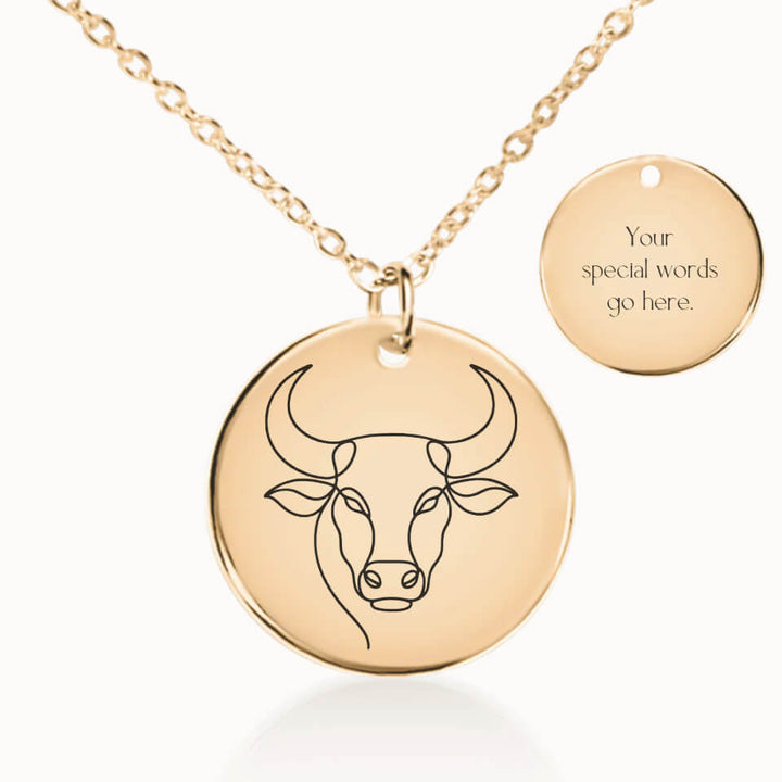 Taurus Zodiac Pendant Necklace in Gold, Personalized Gift for Her