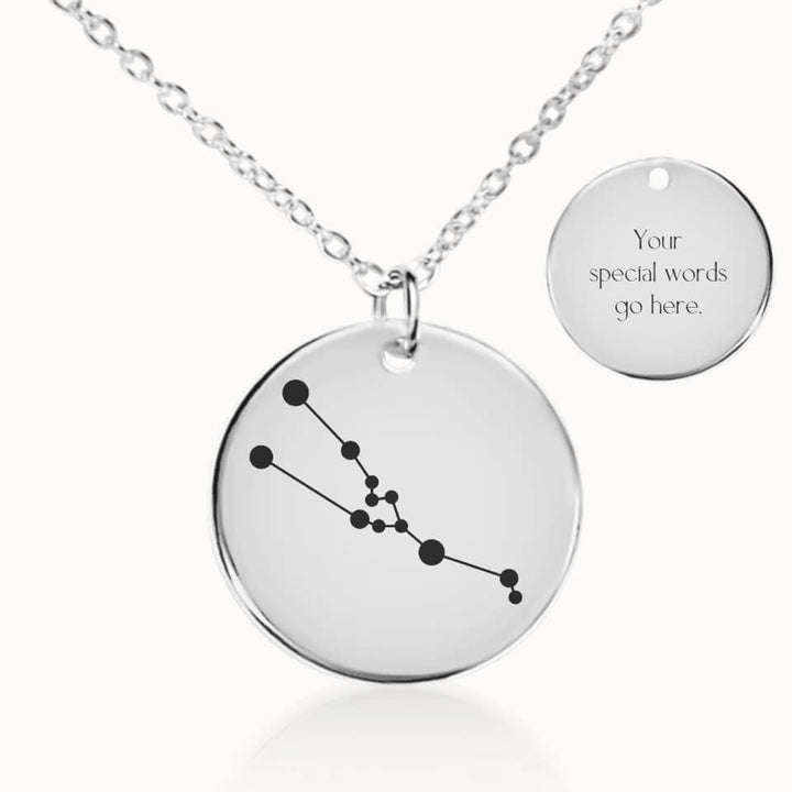 Taurus Zodiac Pendant Necklace in Silver, Personalized Gift for Her