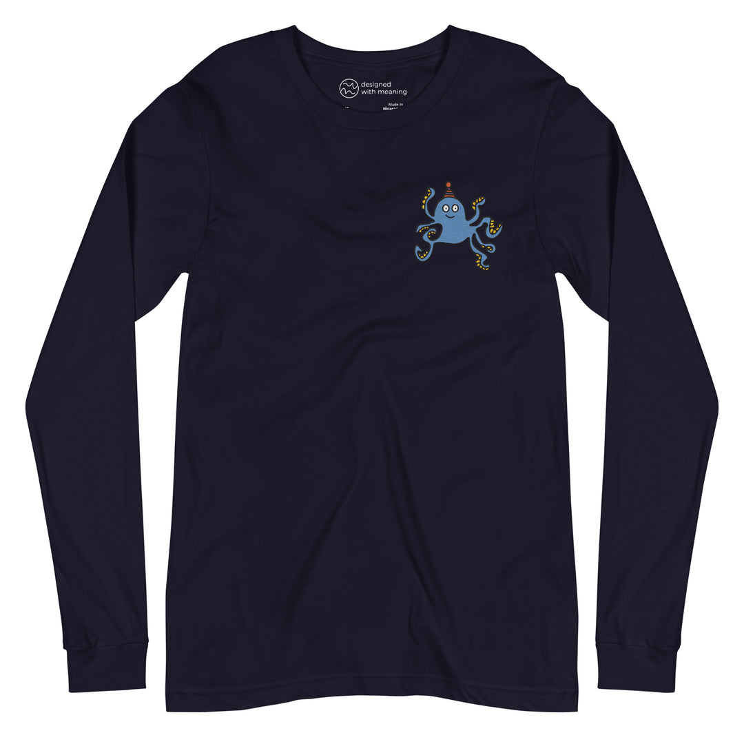 Embroidered Party Hat Octopus, 100% Cotton Shirt