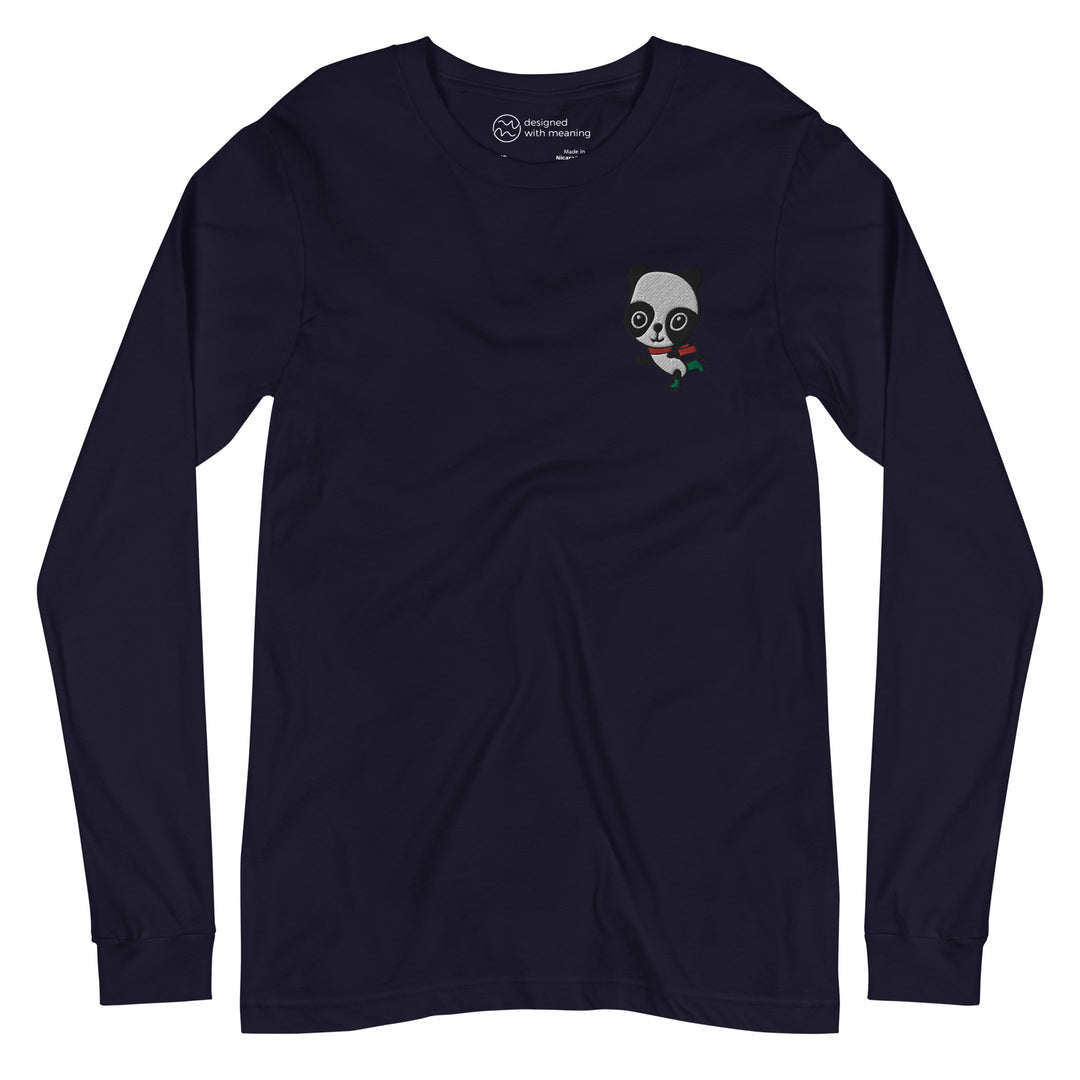 Embroidered Ice Skating Panda, 100% Cotton Shirt