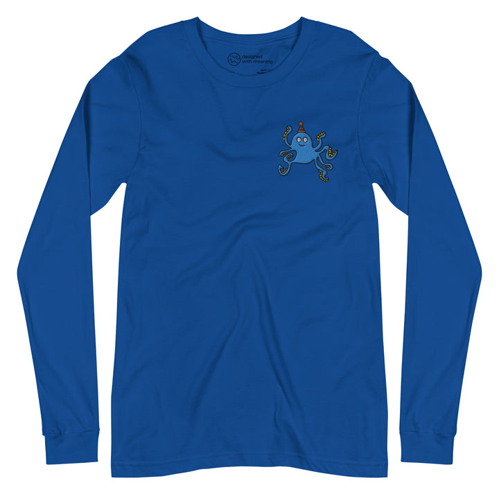 Embroidered Party Hat Octopus, 100% Cotton Shirt