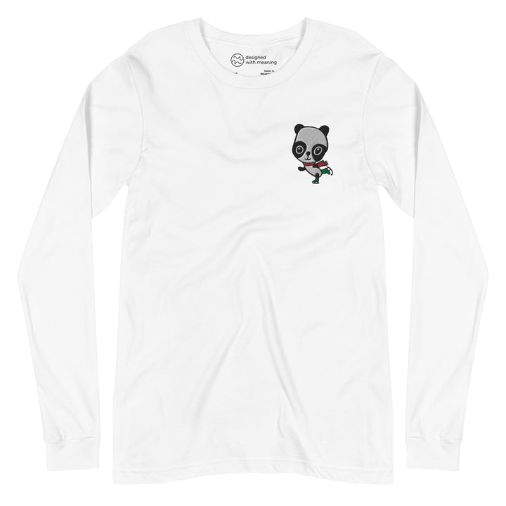 Embroidered Ice Skating Panda, 100% Cotton Shirt