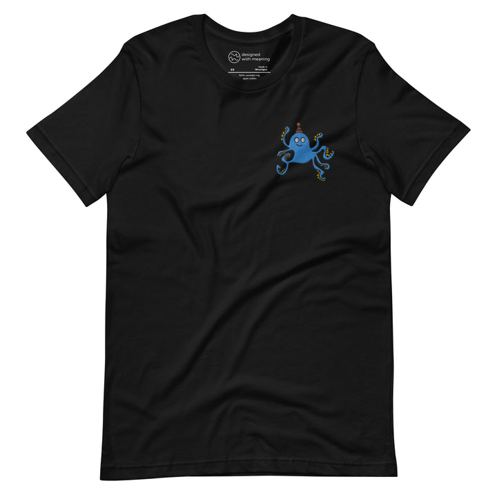 Embroidered Party Hat Octopus, 100% Cotton Shirt