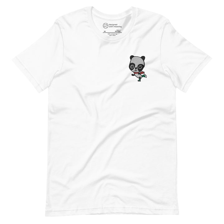 Embroidered Ice Skating Panda, 100% Cotton Shirt