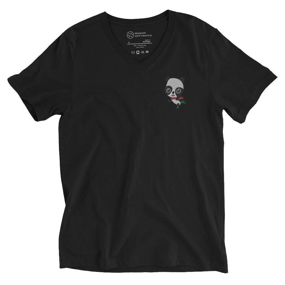 Embroidered Ice Skating Panda, 100% Cotton Shirt
