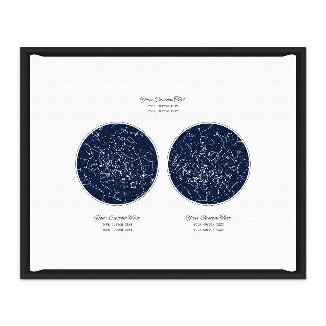 Personalized Wedding Guestbook Alternative, Star Map Personalized with 2 Night Skies, Black Floater Frame#color-finish_black-floater-frame