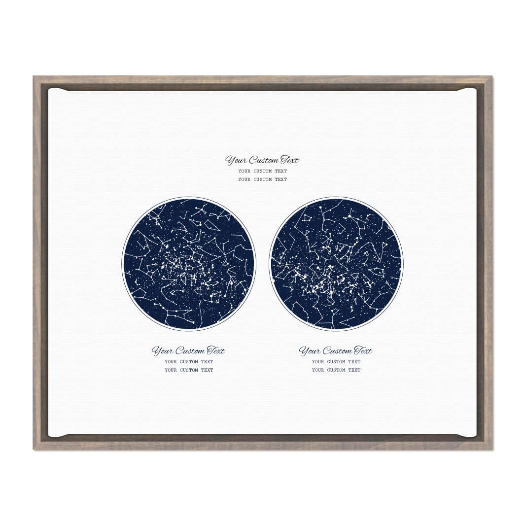 Personalized Wedding Guestbook Alternative, Star Map Personalized with 2 Night Skies, Gray Floater Frame#color-finish_gray-floater-frame