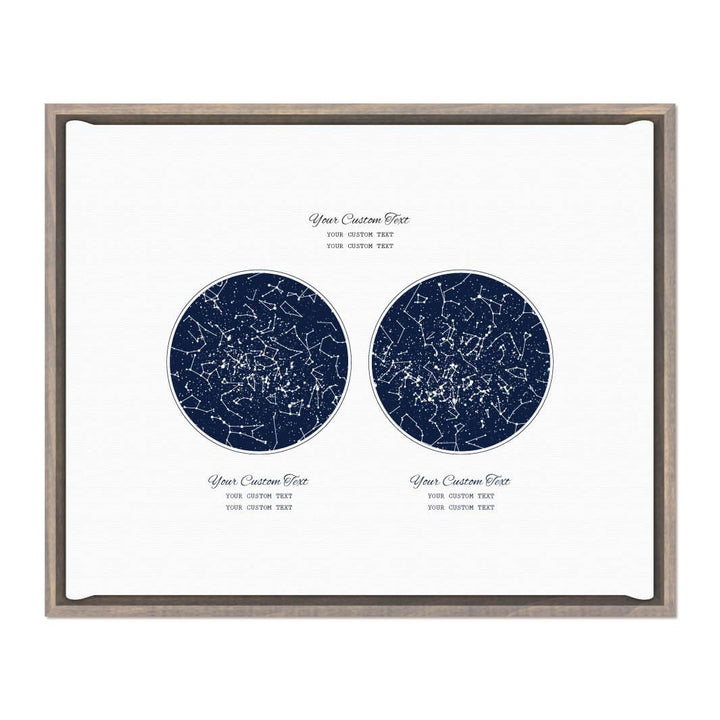 Personalized Wedding Guestbook Alternative, Star Map Personalized with 2 Night Skies, Gray Floater Frame#color-finish_gray-floater-frame
