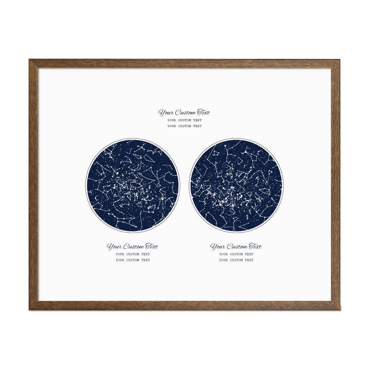 Personalized Wedding Guestbook Alternative, Star Map Personalized with 2 Night Skies, Walnut Thin Frame#color-finish_walnut-thin-frame