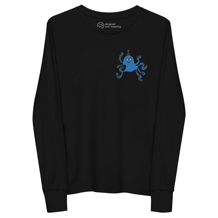 Embroidered Party Hat Octopus, 100% Cotton Shirt, Kids