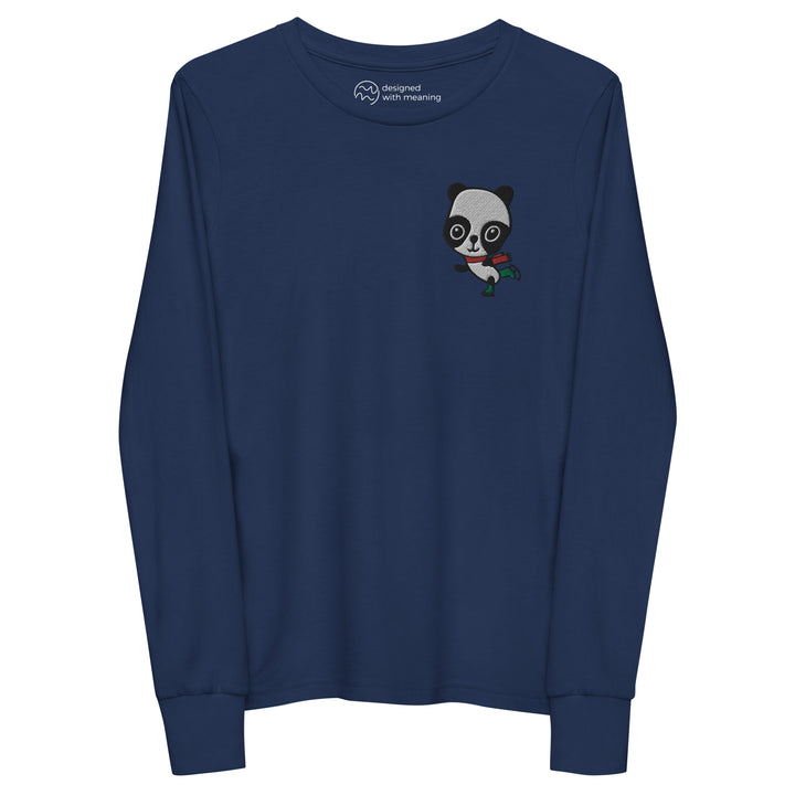 Embroidered Ice Skating Panda, 100% Cotton Shirt, Kids