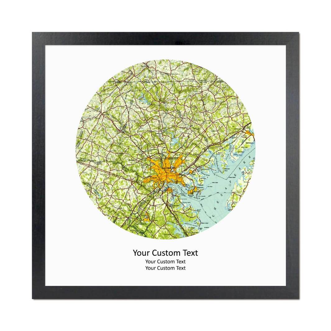 Circle Shape Atlas Art Personalized with 1 Map#color-finish_black-thin-frame