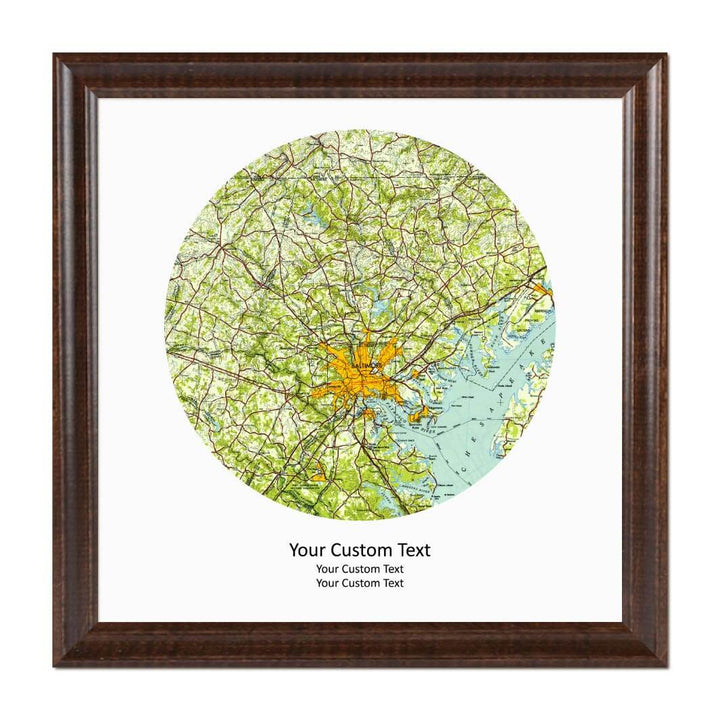 Circle Shape Atlas Art Personalized with 1 Map#color-finish_espresso-beveled-frame