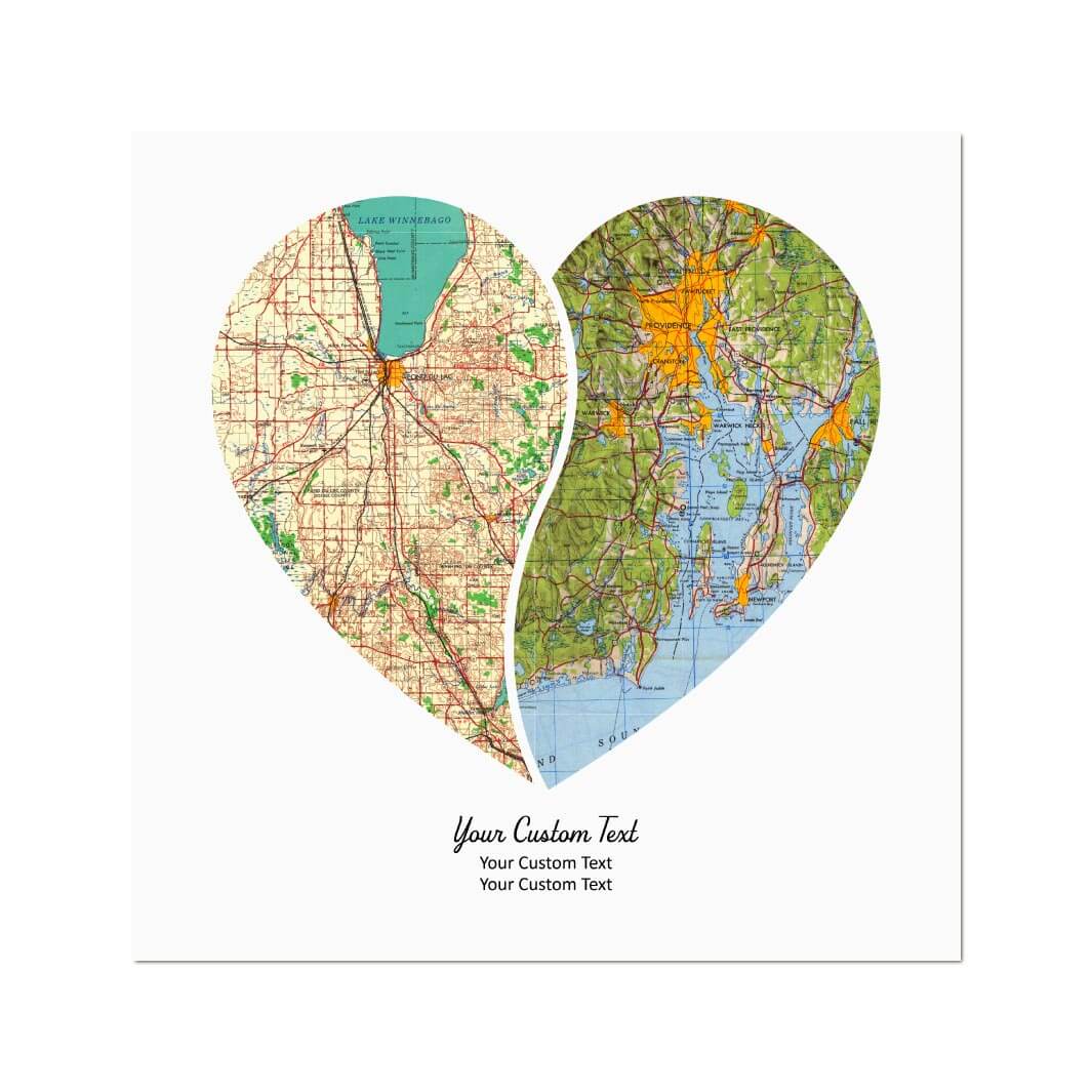 Heart Shape Atlas Art Personalized with 2 Joining Maps#color-finish_unframed