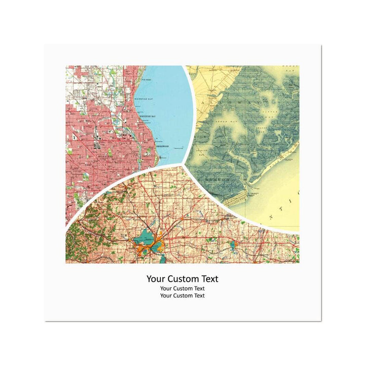 Rectangle Shape Atlas Art Personalized with 3 Joining Maps#color-finish_unframed