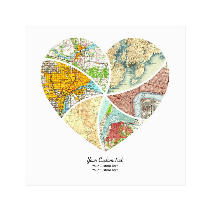 Heart Shape Atlas Art Personalized with 6 Joining Maps#color-finish_unframed