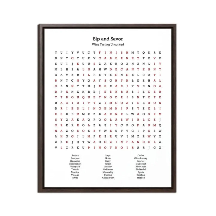 Sip and Savor Word Search, Custom Wine Lover Art Print, 16" x 20"