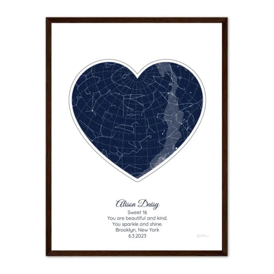 Personalized Sweet 16 Gift - Choose Star Map, Street Map, or Your Photo