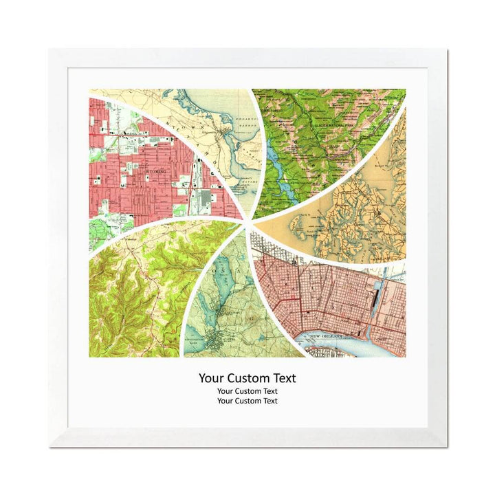 Rectangle Shape Atlas Art Personalized with 7 Joining Maps#color-finish_white-thin-frame