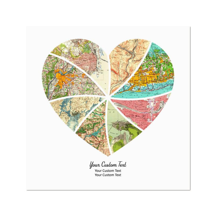 Heart Shape Atlas Art Personalized with 8 Joining Maps#color-finish_unframed
