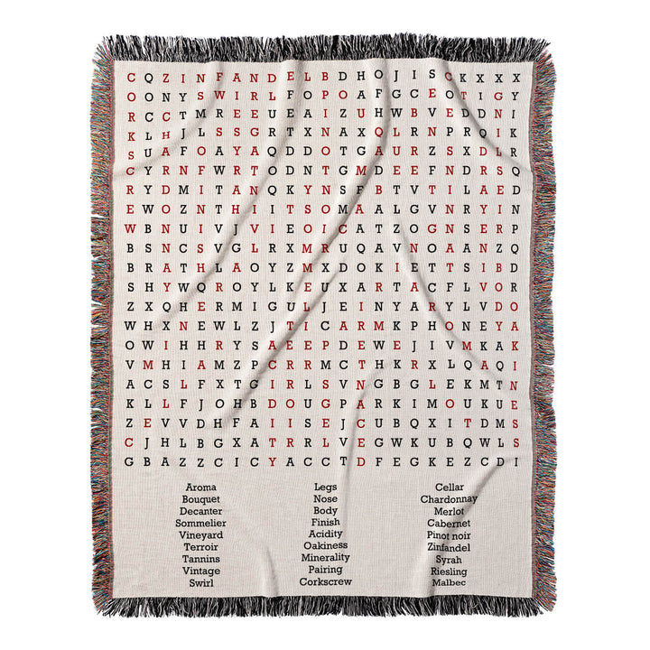 Sip and Savor Word Search, 50x60 Woven Throw Blanket, Red#color-of-hidden-words_red