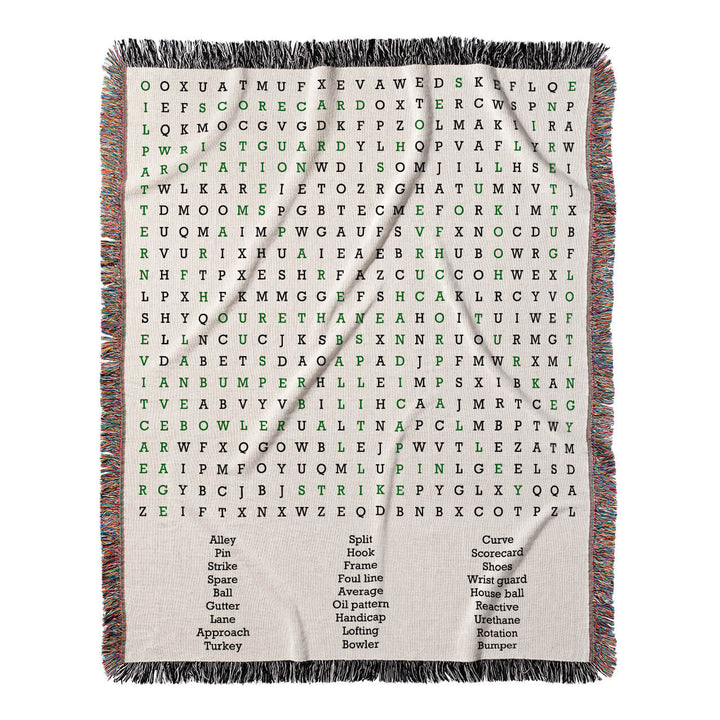 Strike it Fun Word Search, 50x60 Woven Throw Blanket, Green#color-of-hidden-words_green
