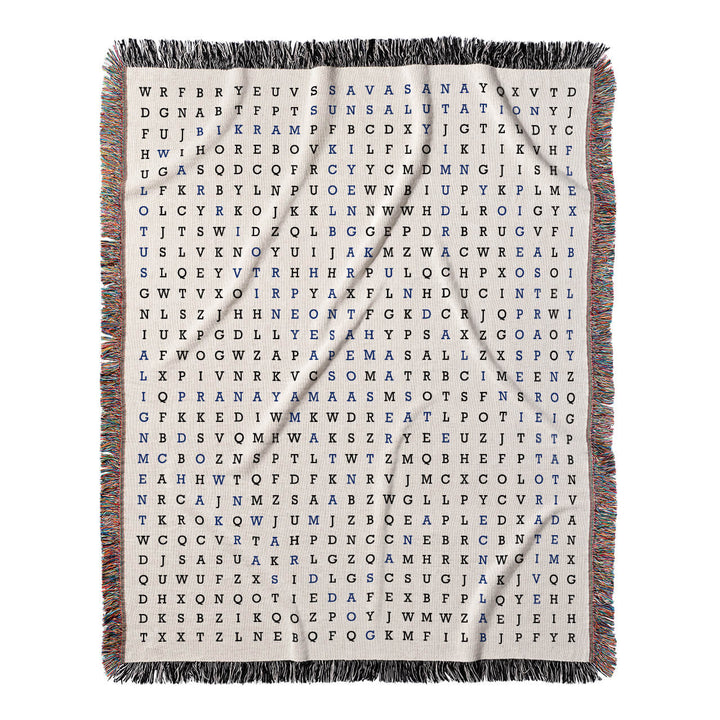 Mindful Movement Word Search, 50x60 Woven Throw Blanket, Blue#color-of-hidden-words_blue