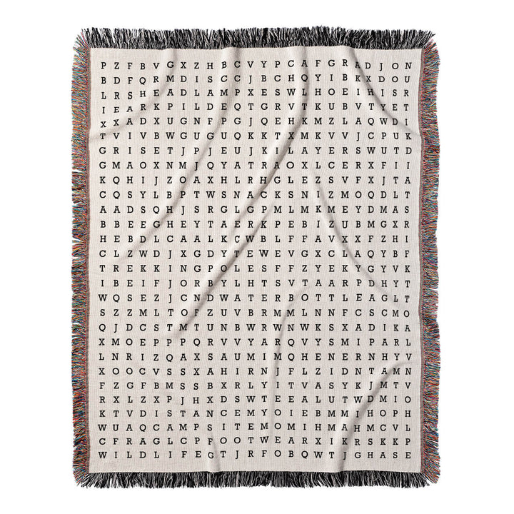 Footsteps of Exploration Word Search, 50x60 Woven Throw Blanket, Hidden#color-of-hidden-words_hidden