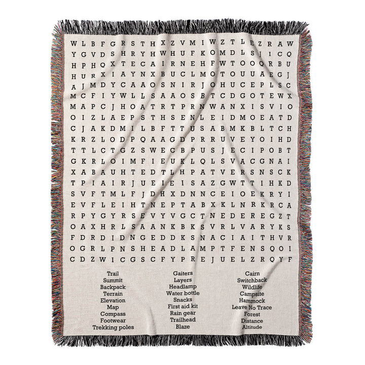 Footsteps of Exploration Word Search, 50x60 Woven Throw Blanket, Hidden#color-of-hidden-words_hidden