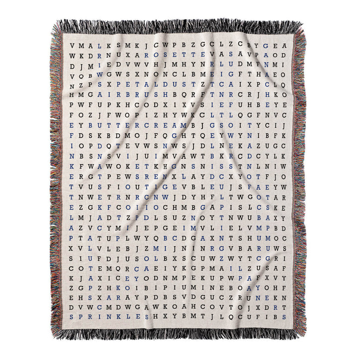 Sweet Creations Word Search, 50x60 Woven Throw Blanket, Blue#color-of-hidden-words_blue