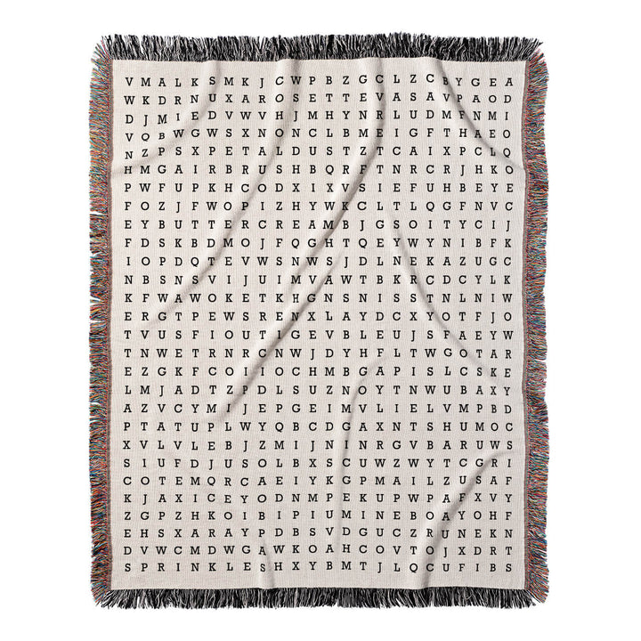 Sweet Creations Word Search, 50x60 Woven Throw Blanket, Hidden#color-of-hidden-words_hidden