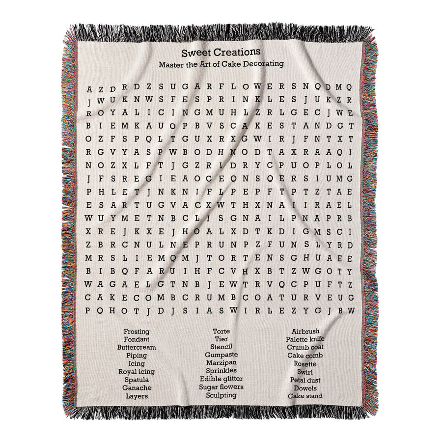 Sweet Creations Word Search, 50x60 Woven Throw Blanket, Hidden#color-of-hidden-words_hidden