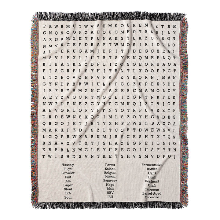 Hops and Dreams Word Search, 50x60 Woven Throw Blanket, Hidden#color-of-hidden-words_hidden