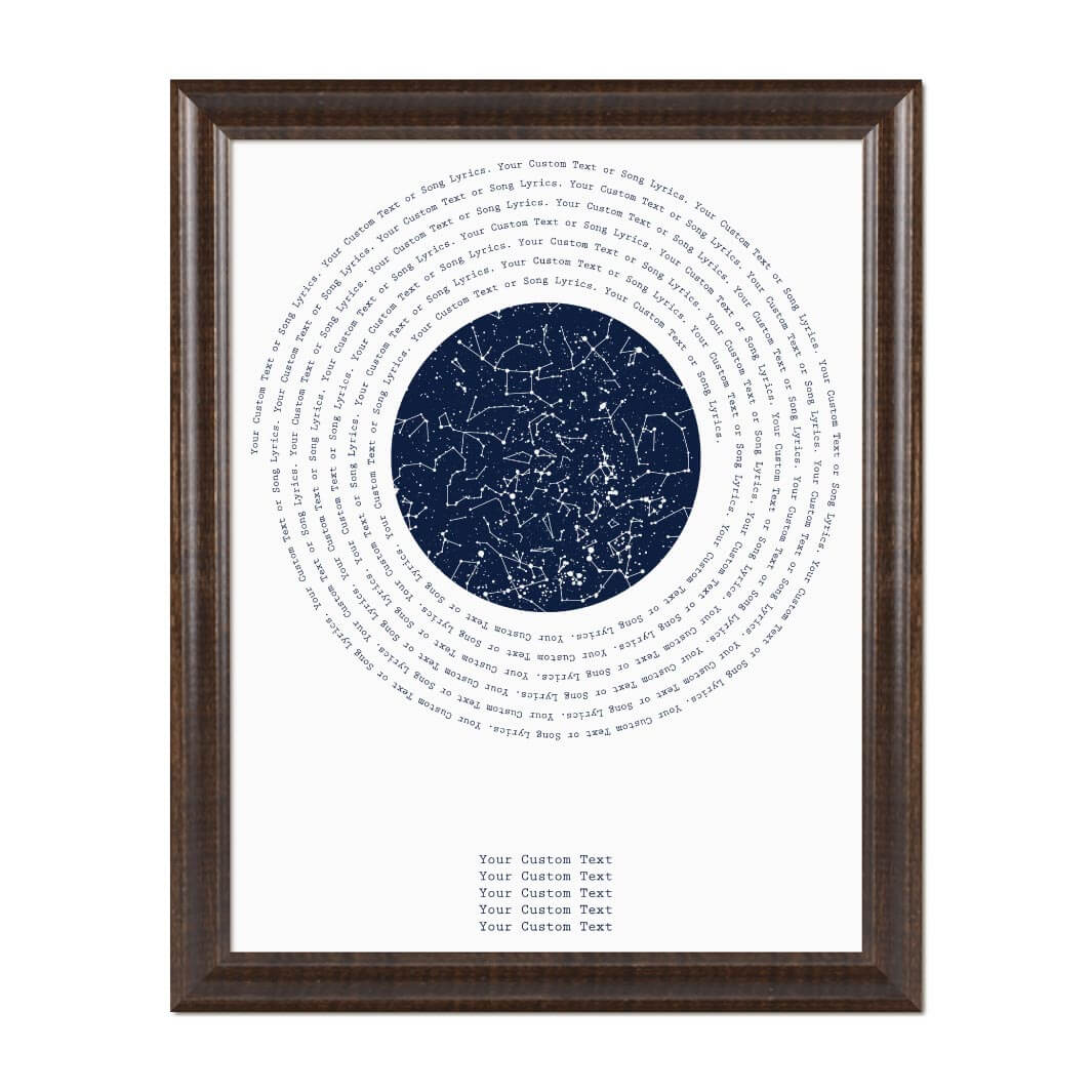 Song Lyrics Gift with 1 Star Map, Personalized Vertical Paper Print, Espresso Beveled Frame#color-finish_espresso-beveled-frame