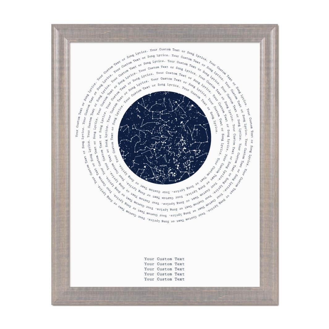 Song Lyrics Gift with 1 Star Map, Personalized Vertical Paper Print, Gray Beveled Frame#color-finish_gray-beveled-frame