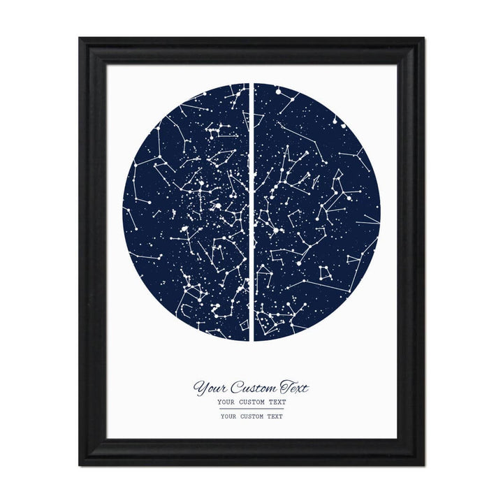 Star Map Gift with 2 Night Skies, Custom Vertical Paper Print, Black Beveled Frame#color-finish_black-beveled-frame