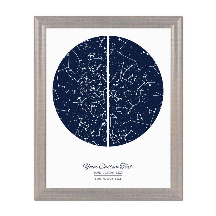Star Map Gift with 2 Night Skies, Custom Vertical Paper Print, Gray Beveled Frame#color-finish_gray-beveled-frame