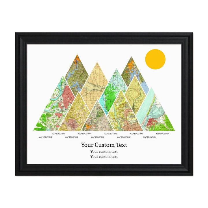 Personalized Mountain Atlas Map with 10 Locations, Black Beveled Framed Art Print#color-finish_black-beveled-frame