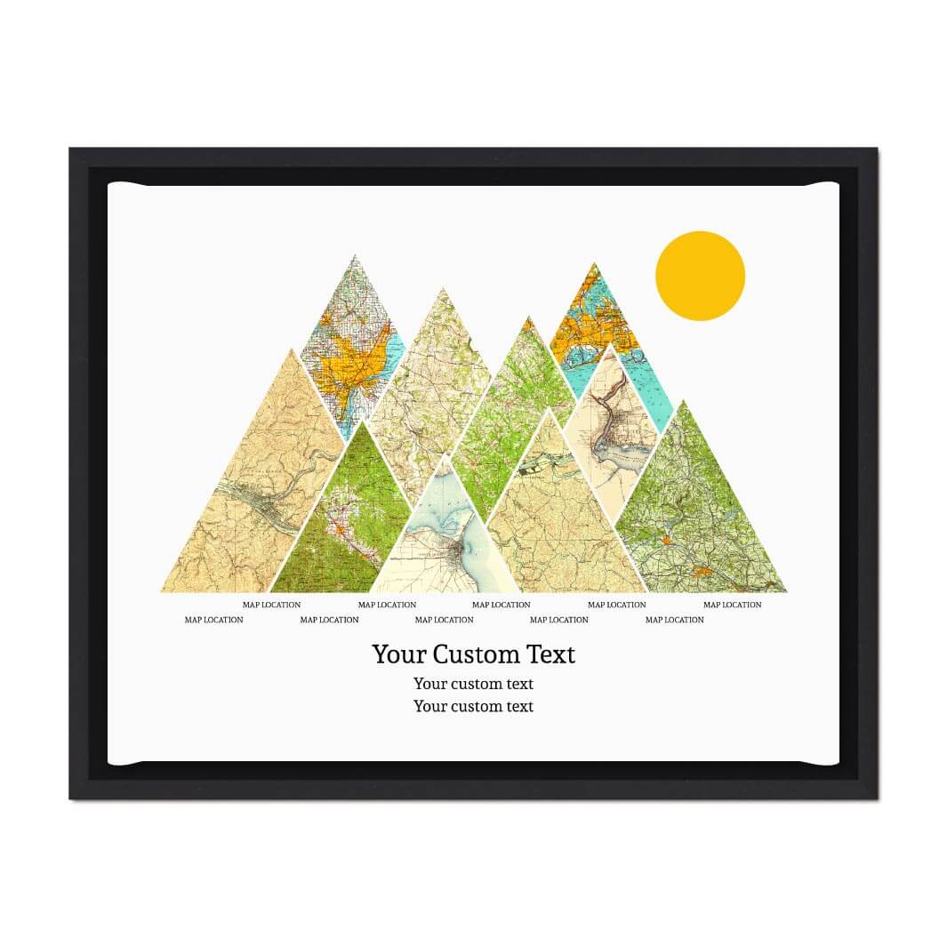 Personalized Mountain Atlas Map with 10 Locations, Black Floater Framed Art Print#color-finish_black-floater-frame