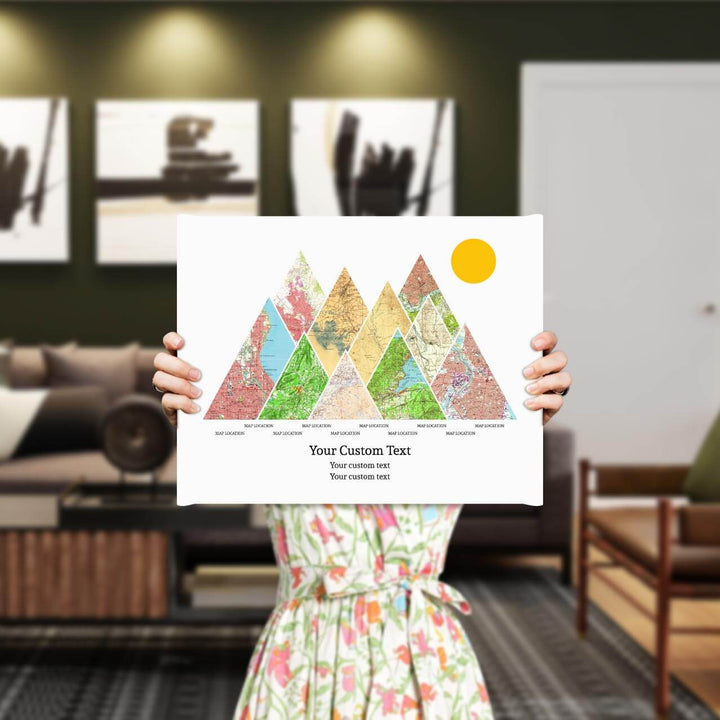 Personalized Mountain Atlas Map with 10 Locations, Wrapped Canvas Art Print, Styled#color-finish_wrapped-canvas