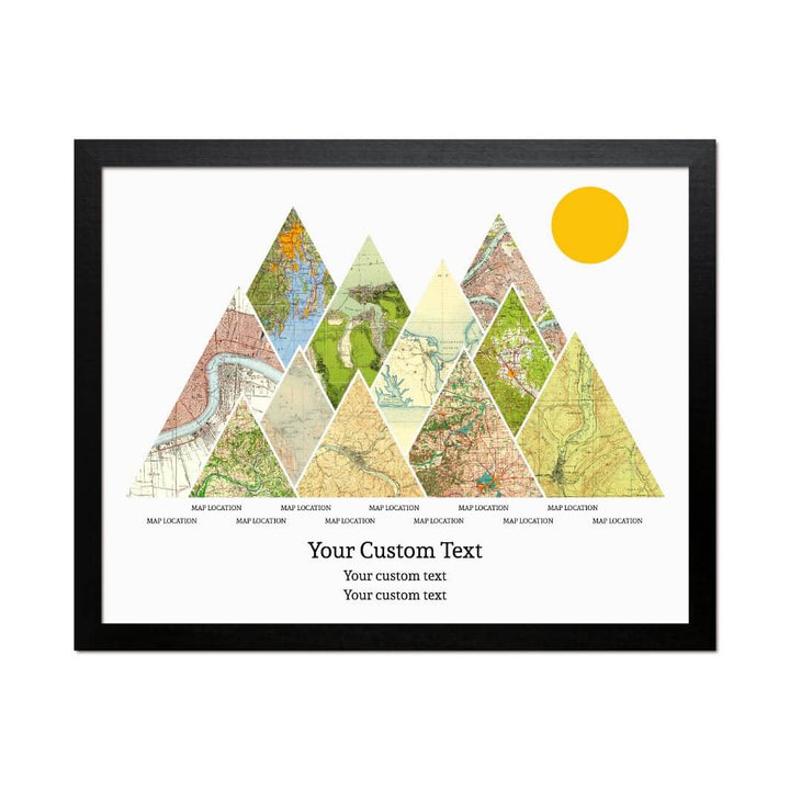 Personalized Mountain Atlas Map with 11 Locations, Black Thin Framed Art Print#color-finish_black-thin-frame