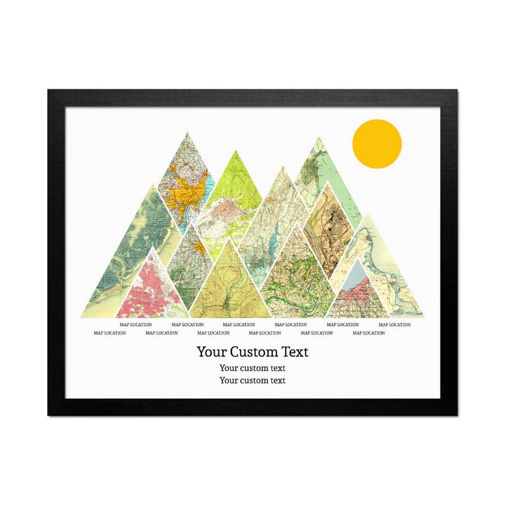 Personalized Mountain Atlas Map with 12 Locations, Black Thin Framed Art Print#color-finish_black-thin-frame