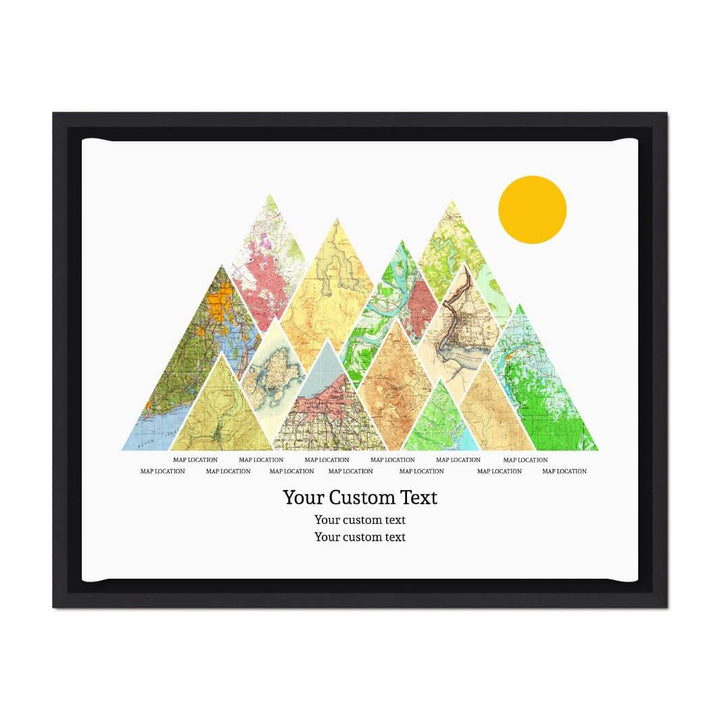 Personalized Mountain Atlas Map with 13 Locations, Black Floater Framed Art Print#color-finish_black-floater-frame