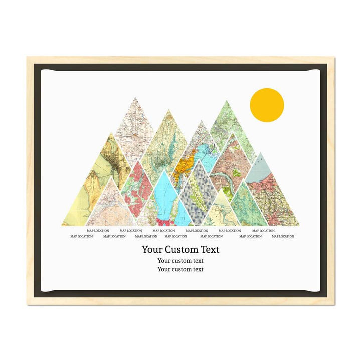 Personalized Mountain Atlas Map with 13 Locations, Light Wood Floater Framed Art Print#color-finish_light-wood-floater-frame