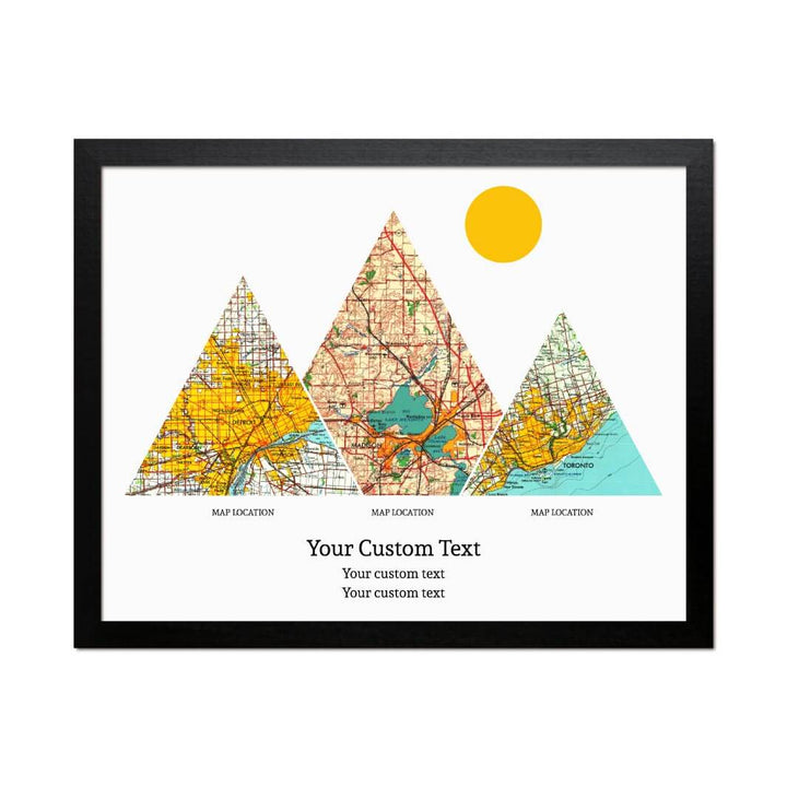 Personalized Mountain Atlas Map with 3 Locations, Black Thin Framed Art Print#color-finish_black-thin-frame