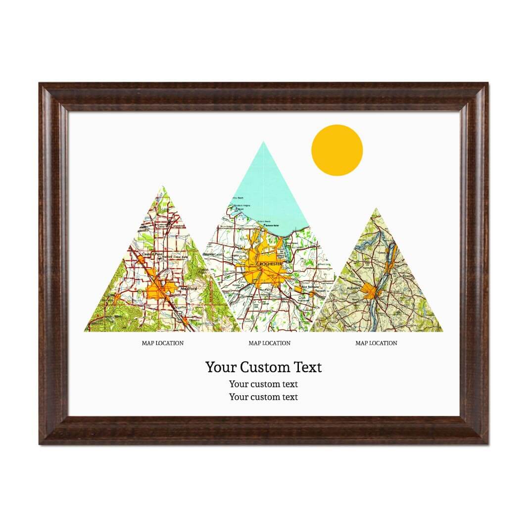 Personalized Mountain Atlas Map with 3 Locations, Espresso Beveled Framed Art Print#color-finish_espresso-beveled-frame