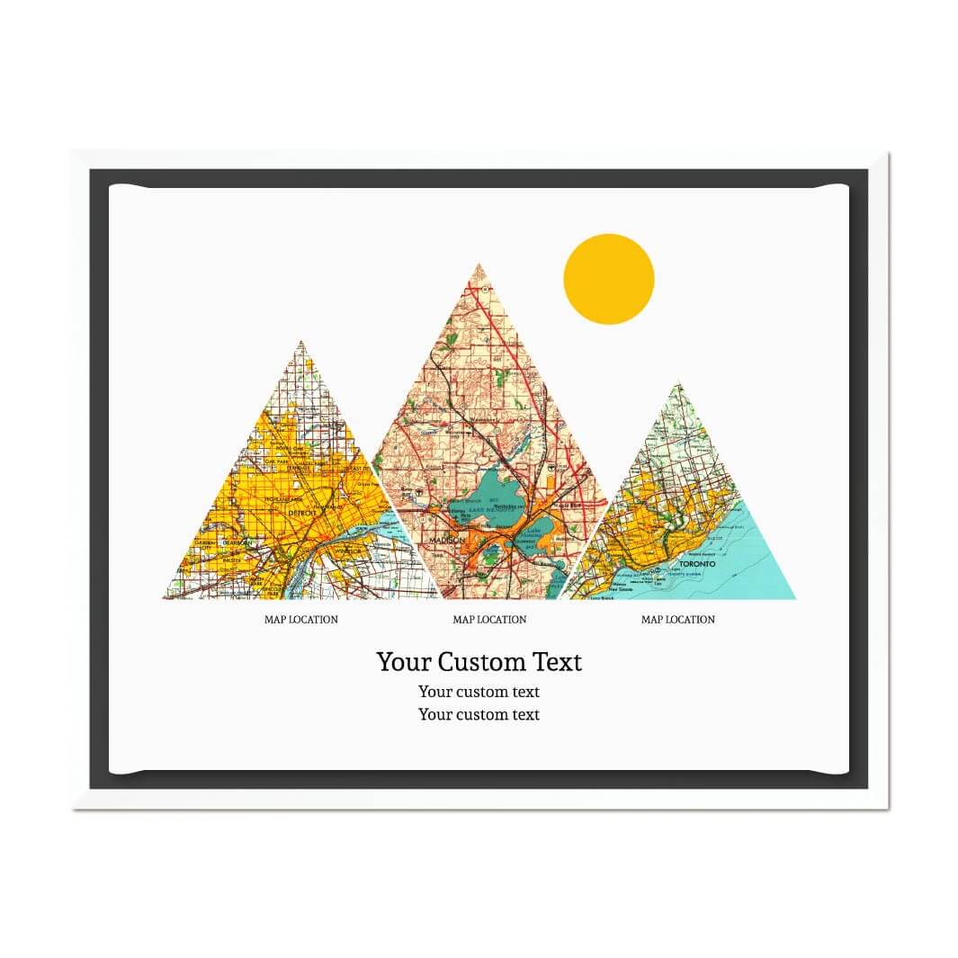 Personalized Mountain Atlas Map with 3 Locations, White Floater Framed Art Print#color-finish_white-floater-frame