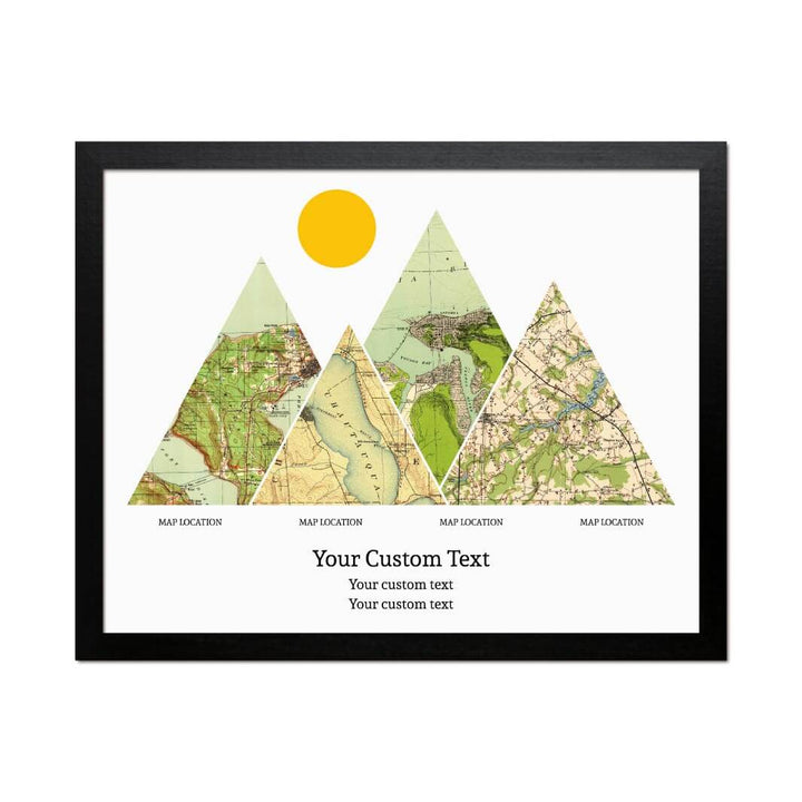 Personalized Mountain Atlas Map with 4 Locations, Black Thin Framed Art Print#color-finish_black-thin-frame